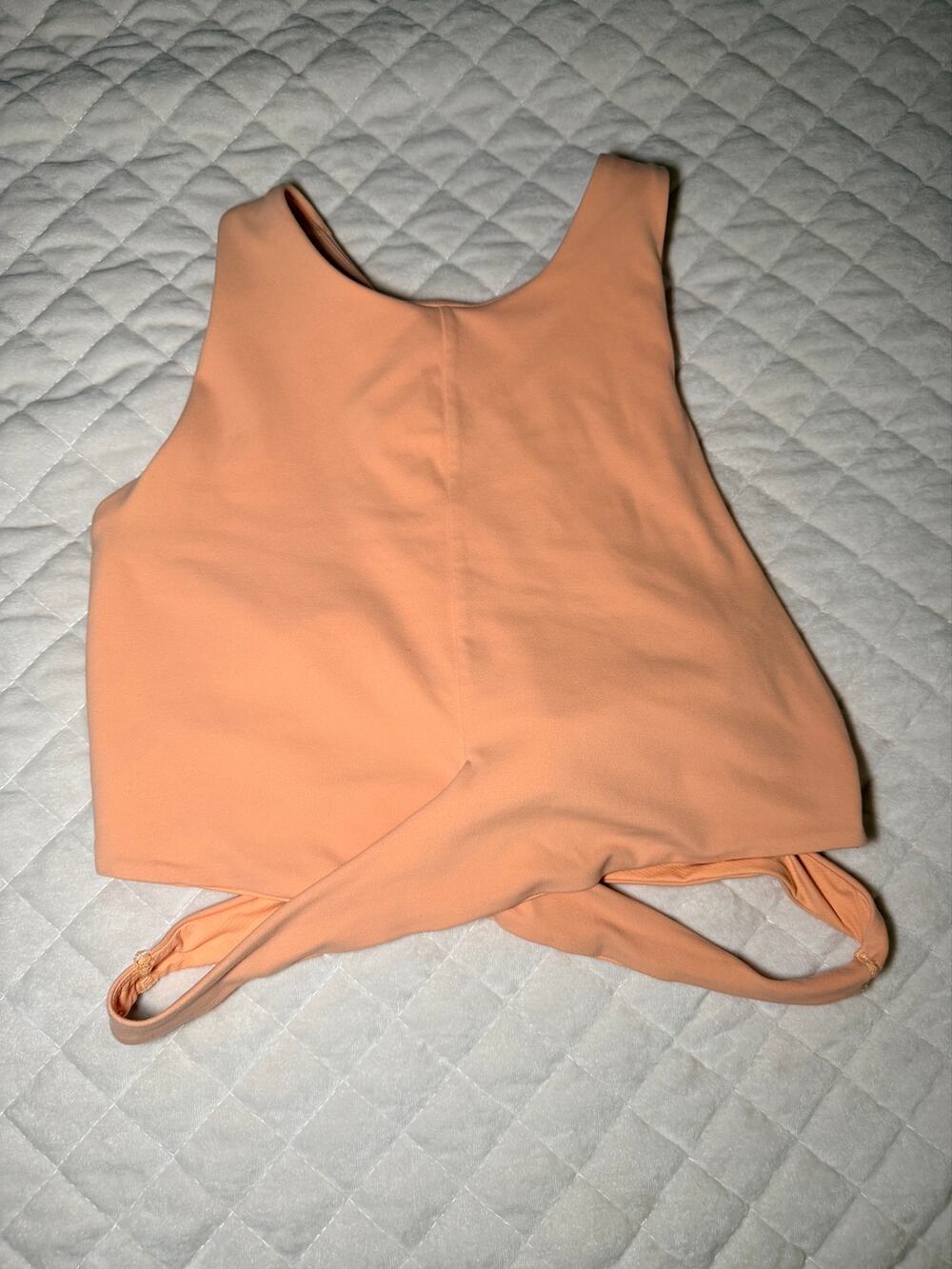 Athleta Peach Cutout Back Sports Bra Crop Top Large L